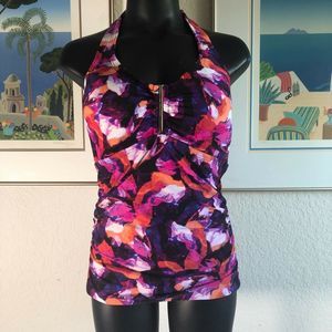 Calvin Klein Multi Color Print Tankini Top XL 32C